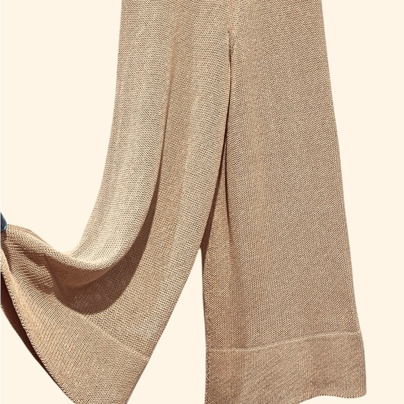 ZARA NWT Knit Wide Leg Pants Tan Camel Neutral Color Wide Hem Size Small - Picture 6 of 8
